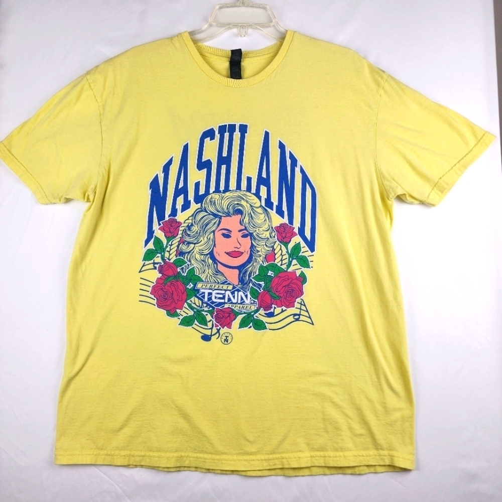 Rare Perfect Tenn Nashland Dolly Parton Shirt XL Nashville Rare Yellow Tee XL